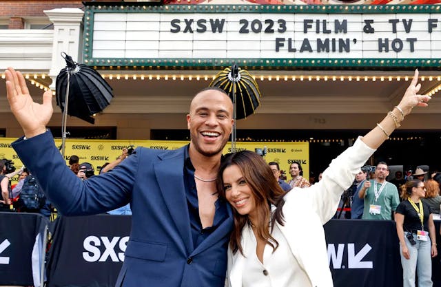 Spicy Latino Cinema: producer DeVon Franklin and director Eva Longoria premiered their movie "Flamin' Hot" at SXSW. / Photo by Daniel Boczarky, courtesy of SXSW.