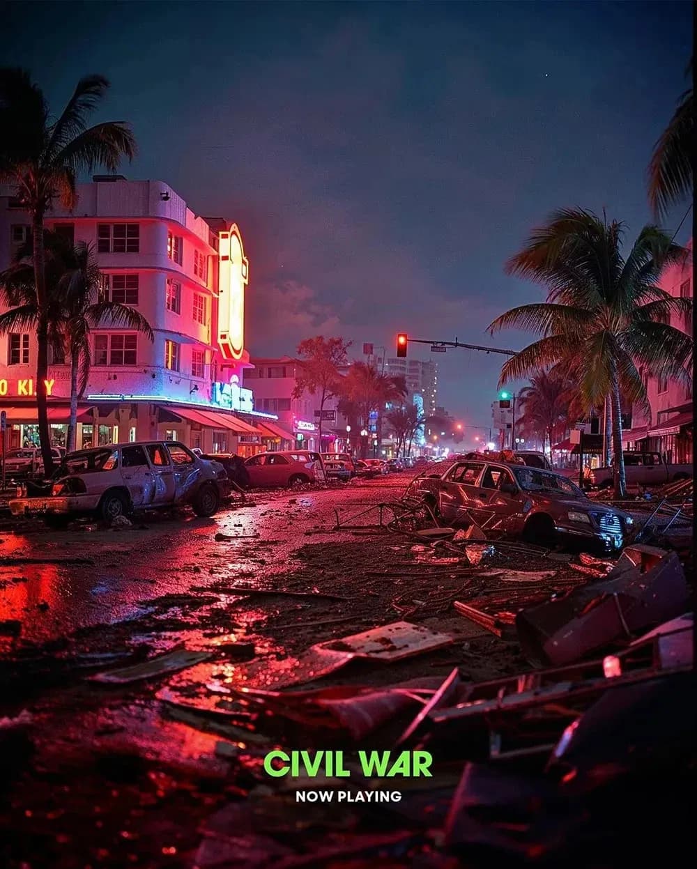 Miami Beach blitz: one of A24 AI-generated posters for "Civil War" / Photo courtesy of A24.